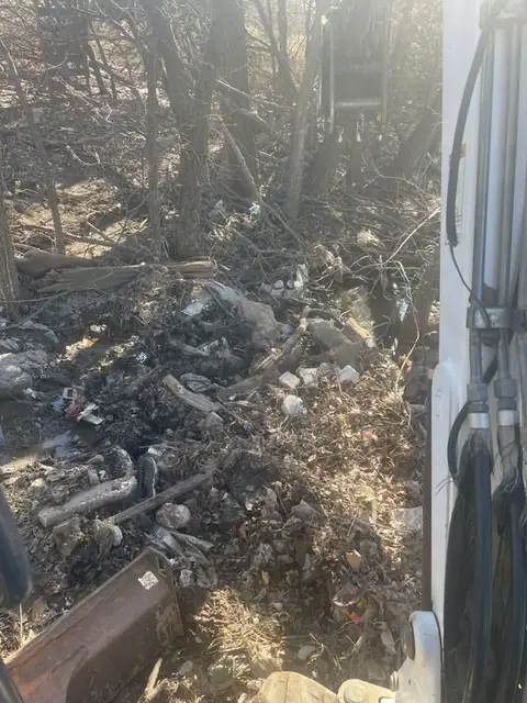 Brush and debris pile during clearing